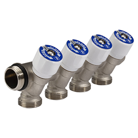 R585CS Modular brass manifold with shut-off valves and self-sealing